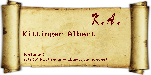 Kittinger Albert névjegykártya